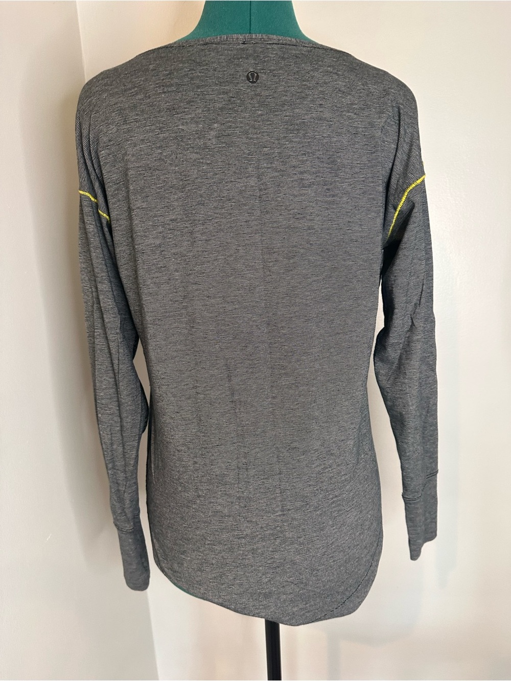 lululemon athletica Gray (fine lines) Long-Sleeve Tee with Yellow Trim - Picture 5 of 9